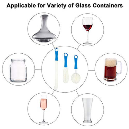 Boao 3 Pcs Decanter Cleaning Brush Wine Glass Decanter Flexible Bottle Brush Set with Cleaning Beads Household Tools for Bottle Goblets Glasses Cups (Blue) - color: Blue