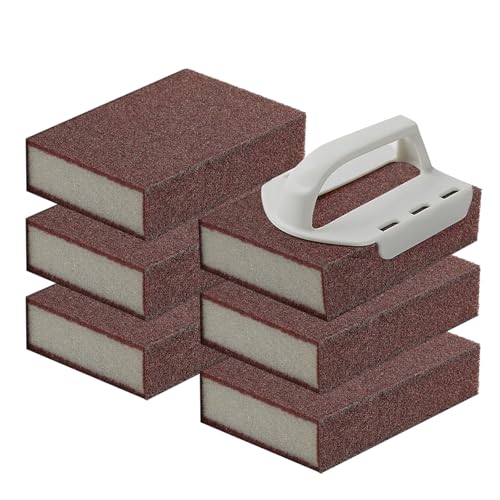 Magic Carborundum Sponge, 6pcs with 1 Handle Rust Foam Cleaning Eraser for Pots, Pans, Sink, Grill, Household Cleaning Emery Sponges for Kitchen, Bathroom - size: 6pcs
