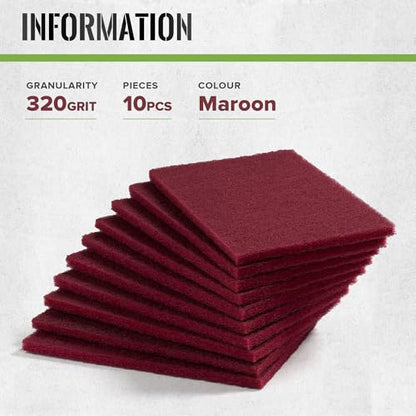 6" x 9" Maroon General Purpose Scuff Pads,10 Pack Abrasive Pads for Automotive Cleaning Surface Preparation,320 Grit,Scotch Abrasive Brite Pad - color: 320grit-Maroon
