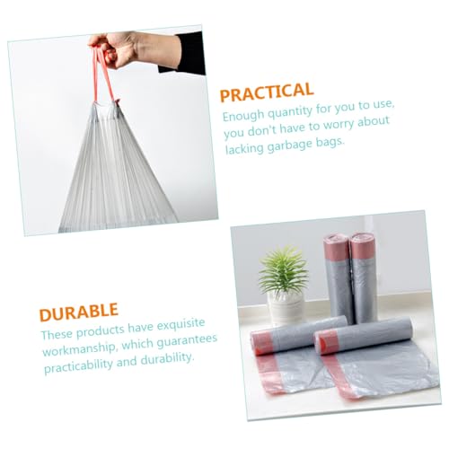 LALAFINA 5 Rolls of Heavy-Duty Drawstring Trash Bags Disposable Plastic Rubbish Bags for Kitchen and Household Use Easy to Carry and Use Random Color
