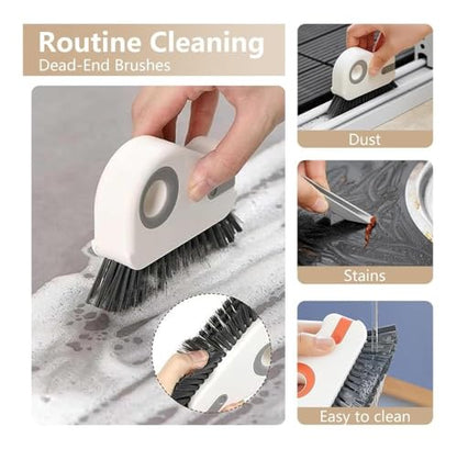 2 in 1 Groove Cleaning Brush, Crevice Brush for Sliding Door Track,Window Track Cleaning Tools, Multifunction Window Track Cleaner with Hard Bristle and Sill(Orange)