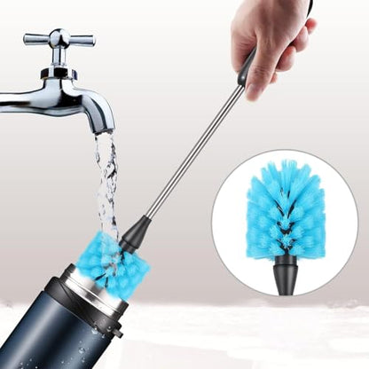 SEQ Bottle Brush Set 2 Pack – Long Handle Water Bottle Cleaning Brush with Stainless Steel Handle & Small Detail Brush, Nylon Bristles for Narrow Neck Bottles, Sports Bottles, Tumblers & Baby Bottles
