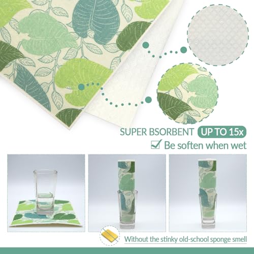 6 - Pack Swedish Kitchen Dish Cloths - Reusable Paper Towels for Counters & Dishes - Eco Friendly Cellulose Sponge Cloth (Botany) - color: I-botany