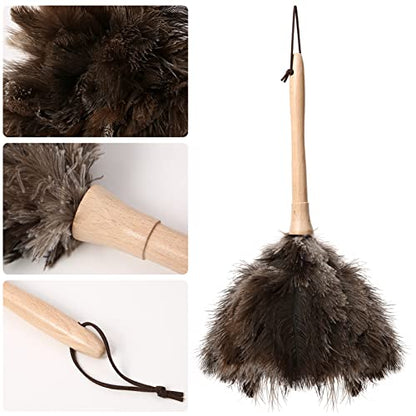 THARAHT 1PCS Ostrich Feather Duster Fluffy Natural with Wood Handle Reusable Washable for Cleaning Keyboard,Home,Car,Office Ostrich Feather Duster,16 Inch - color: Model (A)-1pcs, size: 16inch