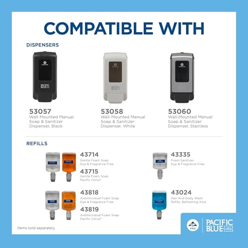 Georgia-Pacific (53057) Pacific Blue Ultra Manual Push Soap Dispenser, Wall Mounted, Easy to Install & Maintain