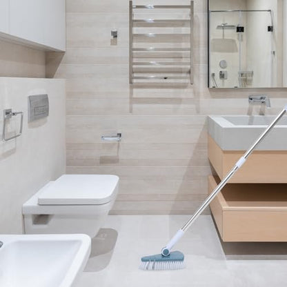 Bathroom Floor Cleaning Brush Long Handle Hard Bristle Tile Scrub Brush Dark Blue Multi-Purpose Floor Cleaner for Bathtub and Toilet Cleaning