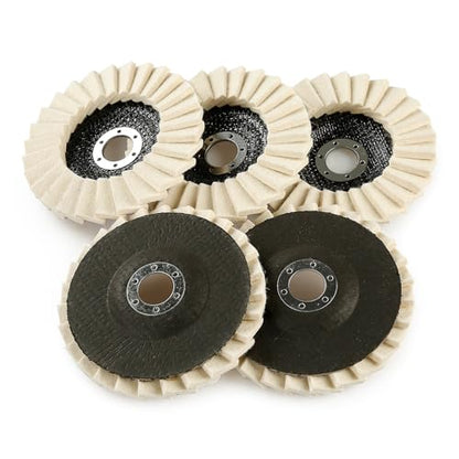 LOZLIN Wool Felt Polishing Wheels, Buffing Discs for Angle Grinder, High Density Buffing Pads for Metal Stainless Steel Aluminum Stone Glass Polishing, Mirror Finish Restoration-3PCS 5 Inch 7/8" Arbor