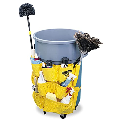 Rubbermaid Commercial Products Supply Organizing Caddy for Brute Trash Cans Yellow Tool Organizer Storage for Spray Bottles/Paper Towels/Gloves/Scrub Brush,(Pack of 6) - size: 1 Count (Pack of 6)
