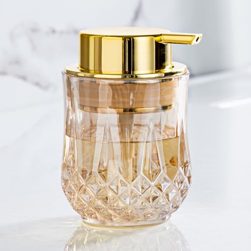 Glass Soap Dispenser,Glod Bathroom Hand Liquid Soap Dispensers,Refillable Modern Home Soap Dispenser for Bathroom,Kitchen(Gold Liquid Type/1Pcak) - color: Liquid-gold-1pcak