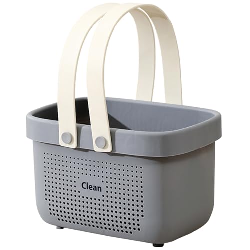 JiatuA Plastic Storage Basket with Handle Portable Shower Caddy Tote Organizer Basket Bin for Bathroom Kitchen Dorm Room Bedroom, Small Grey - color: Grey, size: Small