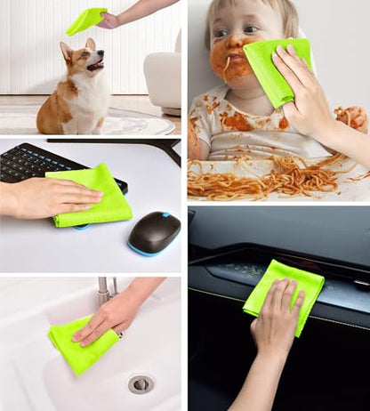 KitchLife Microfiber Cleaning Cloth Roll - Tear-Away Reusable Microfiber Paper Towels, Lint-Free, Washable, 20 Sheets for Kitchen, Car, Dishes, and Sensitive Surfaces (Neon Green) - color: Neon Green