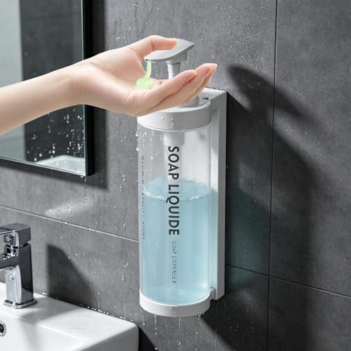 Shampoo and Conditioner Dispenser Wall Mounted, No Drill Shower Soap Dispenser with Large Pump & Key Lock, Refillable ABS Plastic Bathroom Organizer for Hotel, Gym, RV (1 Pack, White) - color: White, size: 1