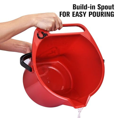 Matthew Cleaning 4.2 Gallon Mop Bucket, Heavy Duty Plastic Cleaning Bucket with Built-in Pour Spout, Mop Holder and Comfort Grip Handle, House and Commercial Cleaning Supplies, Case Pack 12 Pcs Red - color: Red, size: Case Pack - 12 Pcs