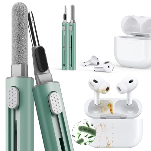 【1 Pack】 Cleaner Kit for Apple Airpods 4 Case,Cleaning Kit Pen Shape with Soft Brush Flocking Sponge Tool for Bluetooth Earphones Headphones Charging Case,Phone,Camera and Computer(Green) - color: B9-Green