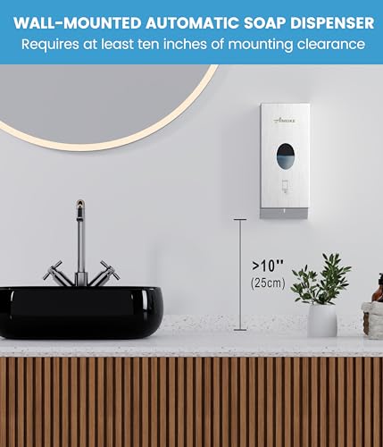 Automatic Touchless 304 Stainless Steel Wall Mounted Soap Dispenser, 800ml (27 fl oz) Commercial Battery Operated Hands-Free for Restaurant, School, Office & Public Restrooms