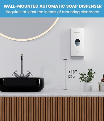 Automatic Touchless 304 Stainless Steel Wall Mounted Soap Dispenser, 800ml (27 fl oz) Commercial Battery Operated Hands-Free for Restaurant, School, Office & Public Restrooms