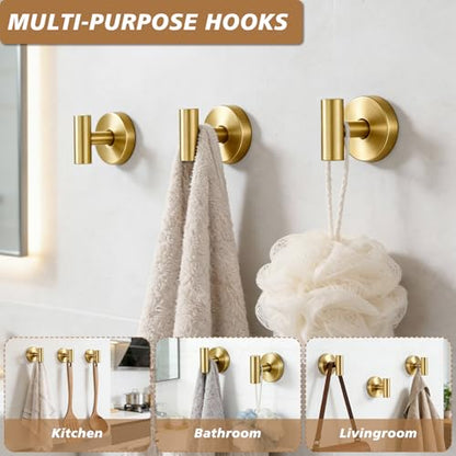 Suction Cup Hooks, Removable Shower Hooks, Brushed Gold, 2-Pack | No Wall Damage | Strong Hold on Tile, Glass & Mirrors | Kitchen & Bathroom Use | Perfect for Towels, Loofahs, Robes & Coats - style: Brushed Gold