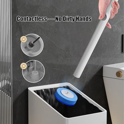 No-Touch Disposable Toilet Scrubber Set,Toilet Brush with Self-Cleaning Disposable Pads,360° Deep Clean,Wall-Mounted Design,for Bathroom & Toilet (Black, 32 pc) - color: Black