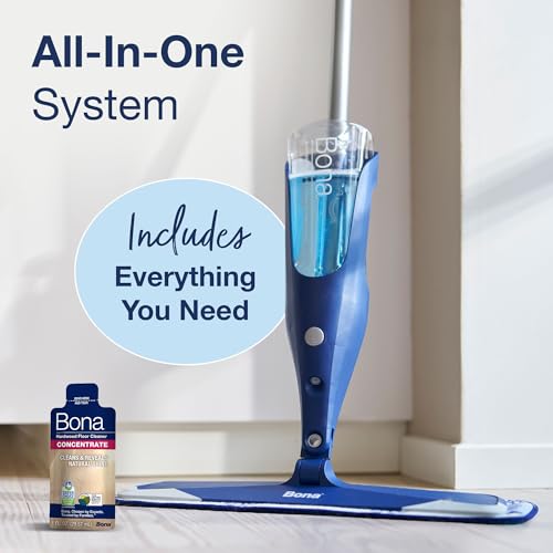 Bona Hardwood Floor Premium Spray Mop - Includes Wood Floor Cleaning Concentrate and Machine Washable Microfiber Cleaning Pad - Dual Zone Cleaning Design for Faster Cleanup - style: Premium Spray Mop: Concentrate Packet