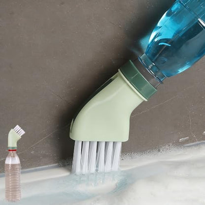 Multi Purpose Cleaning Brush Bottle Connect Design Wet Dry Use for Window Tracks, Tile Grout and Narrow Gaps, Green - color: Green