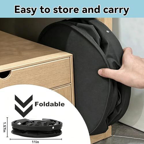 UFORU Cleaning Caddy with Handle, 17L Foldable Cleaning Supply Organizer with 6 Pockets, Portable Cleaning Products Basket, Oxford Fabric Storage Caddy for Home, Garden, Camping, Black