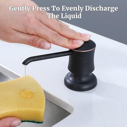 Soap Dispenser for Kitchen Sink (Oil Rubbed Bronze), Built-in and Refill-from-Top Design with Liquid Hand & Dish Soap Bottle - color: Oil-rubbed Bronze, size: with Bottle