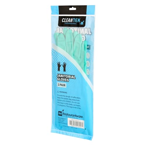 Restaurantware-Clean Tek Professional 15 Mil Small Cleaning Gloves, 1 Pair Of Long Cuff Gloves - Flock Lining, No-Powder, Green Nitrile Chemical Tolerant Gloves, No-Latex, Heavy-Duty Tasks - color: Green, size: Small