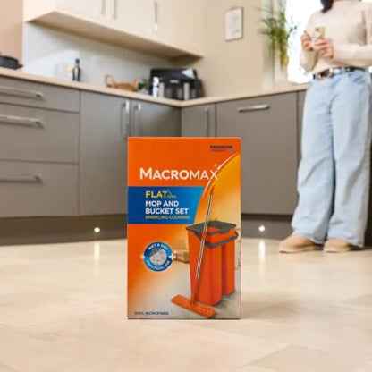 Macromax Premium Flat Tablet Mop - 8L Capacity for Wet & Dry Cleaning - Microfibre Mop with Washable Heads & Replacements - 180° Swivel Handle - Lock & Strap System for Hardwood, Tile & Laminate - color: Flat Tablet Mop