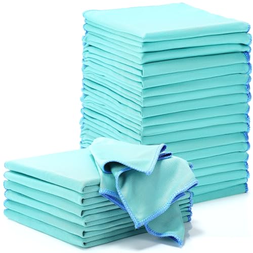 Maxcheck 24 Pack Magic Cleaning Cloth, 16 x 16 Inch Microfiber Glass Cleaning Cloths Reusable Lint Free Microfiber Towels for Kitchen Dish, Windows, Mirror, Glass, Car(Green) - color: Green