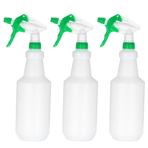 PATIKIL 1000ml/32oz Plastic Spray Bottles, 3pcs Adjustable Nozzle Leak Proof Empty Water Mist Stream Sprayer for Cleaning Solutions Plants Hair, Green - size: 1000ml/32oz