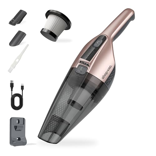 Shop-Vac S1 12V Handheld Vacuum Cordless, Dual-Speed Powerful Portable Car Vacuum Rechargeable, Wall-Mounted Lightweight Hand Vacuum for Home & Car, LED Illumination, HEPA Filter, Champagne Gold - color: Champagne Gold