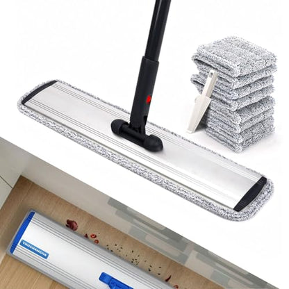 24in Flat Mop for Cleaning Floors, Heavy-Duty Microfiber Wet Mop with Easy Wringing & Deep Cleaning, Includes 4 Reusable Mop Cloths and Adjustable Long Handle - color: 24 Inch Mop