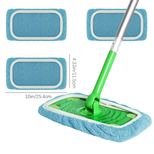 Microfiber Mop Pads - 5 Pack Reusable Washable Refills for Wet & Dry Floor Cleaning - Fits Most Standard Mops - Lake Blue Household Cleaning Pads