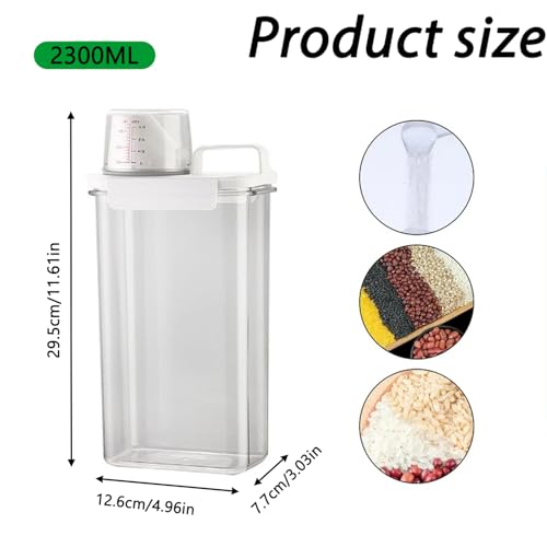 78oz Clear Laundry Detergent Dispenser, Double Sealed Storage Container with Wide Mouth & Funnel Design, Transparent Leak-proof Organizer for Laundry Room, Fabric Softener, Bleach (78OZ) - size: 77.8 Ounces
