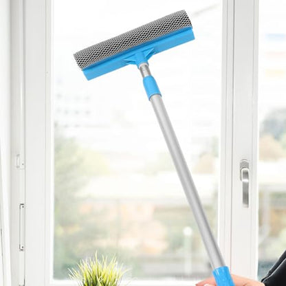 Cabilock 5pcs Household Microfiber Window Cleaner Extendable Pole Dual-Sided Glass Scrubber for Home Bathroom Kitchen Handle Lightweight Design - color: Blue, size: 5PCS