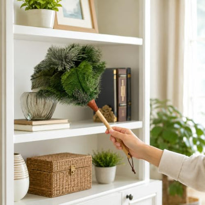 16inch Natural Good Ostrich Feather Duster with Bamboo Handle, Electrostatic Dust Remove for Ceiling，Fans，Bookshelves, Sofa, Windows, Fit for Home, Office and Cars Duster Green - color: Green