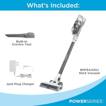 BLACK+DECKER POWERSERIES 16V MAX Stick Vacuum Cordless Rechargeable with LED Lights,Portable Vacuum Cordless, Lightweight, Anti-Tangle, Self-Standing, Multi-Surface, White (BHFEA420J) - style: 16V Vacuum