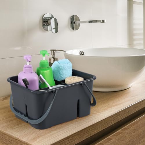 Plastic Cleaning Caddy with Handle, Portable Storage Caddy, Gray, F