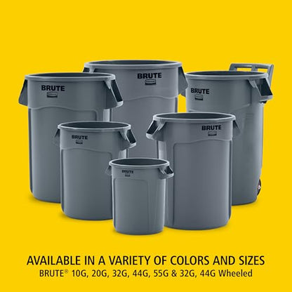 Rubbermaid Commercial Products BRUTE Heavy Duty Round Trash Can, High Visibility Garbage Can, 32 Gal, Orange, for Landscapers/Construction/Restaurants/Back of House/Offices
