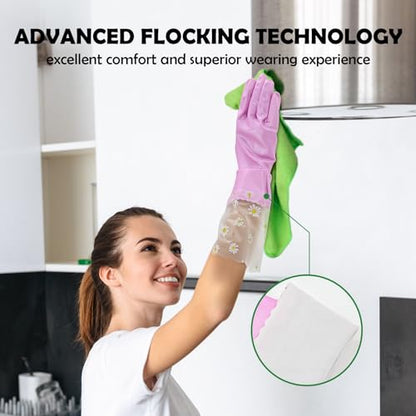 KAQ Reusable Rubber Cleaning Gloves for Dishwashing: 3 Pairs Latex Free Household Kitchen Gloves for Washing Dishes - size: Medium (Pack of 3)
