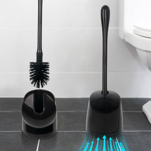 CELOX Toilet Bowl Brush and Holder for Bathroom Cleaning, 2 Set，Black