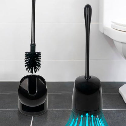 CELOX Toilet Bowl Brush and Holder for Bathroom Cleaning, 2 Set，Black