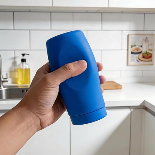 Dish Soap Dispenser for Kitchen, Silicone Squeeze Bottle for Dish Detergent (Blue) - color: Blue