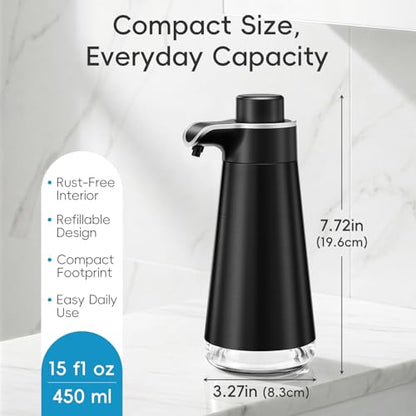 BYUNER Foaming Soap Dispenser for Bathroom & Kitchen, 15 fl oz Refillable Foam Soap Dispenser, Metal Look Countertop Soap Dispenser, Rust-Free Hand Soap Dispenser, Brushed Black - color: Black, size: Foam
