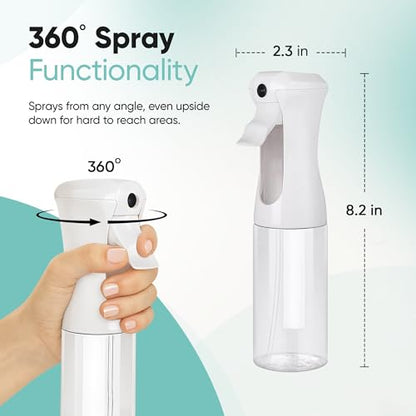 Aquableu Spray Bottle for Hair – 10-Pack Continuous Mist Spray Bottle for Hair Care, Styling, Cleaning, Plants, Pets & Essential Oils (Clear, 6.76oz/200ml) - color: Clear - Pack of 10