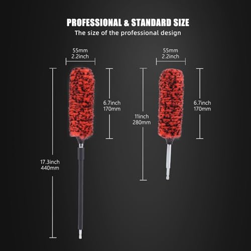 SPTA 1 Pc Soft Microfiber Extended Reach Rim Drill Wheel Brush,Microfibre Wheel Brush with 1 adddtional Drill Adapter for Electric Drill -BRFCD51