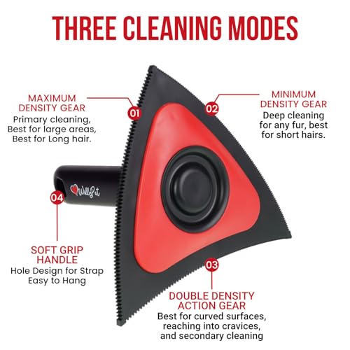 Triangle Pet Hair Remover with 3 Cleaning Modes- Innovative Dog Hair Remover for Car, Clothes, Carpet, & Furniture- Ergonomic Lint Remover for Couch- Pet Fur Remover Tool- Pet Hair Detailer for Car