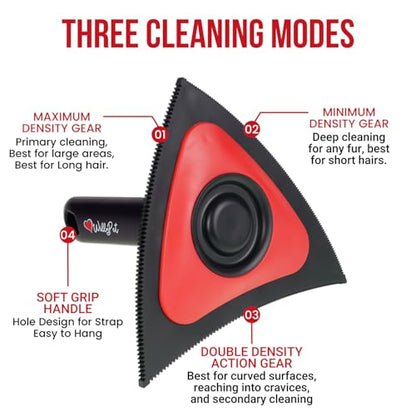 Triangle Pet Hair Remover with 3 Cleaning Modes- Innovative Dog Hair Remover for Car, Clothes, Carpet, & Furniture- Ergonomic Lint Remover for Couch- Pet Fur Remover Tool- Pet Hair Detailer for Car