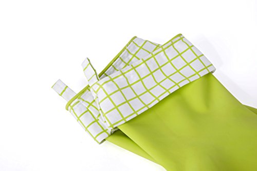 Full Circle Splash Patrol - Natural Latex Cleaning Dish Gloves, Stay-Dry Cotton Cuffs, Durable with Protective Lining, Medium/Large, (1 Pair) Green - color: Green