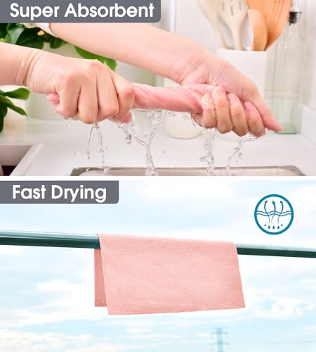 KitchLife Microfiber Cleaning Cloth Roll - Tear-Away Reusable Microfiber Paper Towels, Lint-Free, Washable, 20 Sheets for Kitchen, Car, Dishes, and Sensitive Surfaces (Pink) - color: Pink